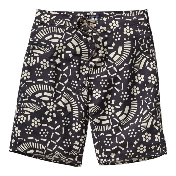 Patagonia Other - Patagonia Shorts Men 32 Black Ivory Geometric Wavefarer Board Shorts Gorpcore
